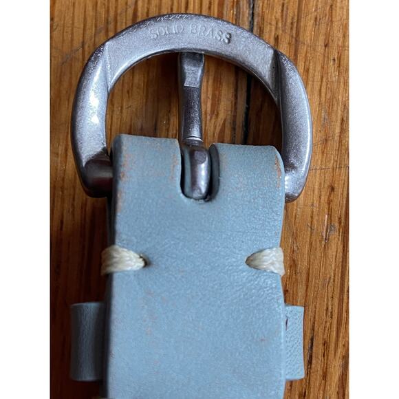 EDDIE BAUER Skinny Light Green Leather Belt w/Whipstitch Accent sz S - Picture 6 of 11